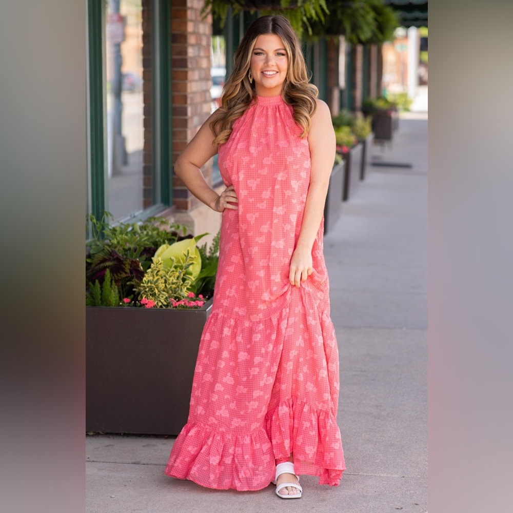 NEW Main Strip sleeveless maxi dress size medium in coral women’s NWT